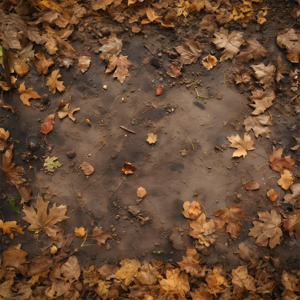 Withered Maple Leaves Mud Floor Backdrop RR8-276