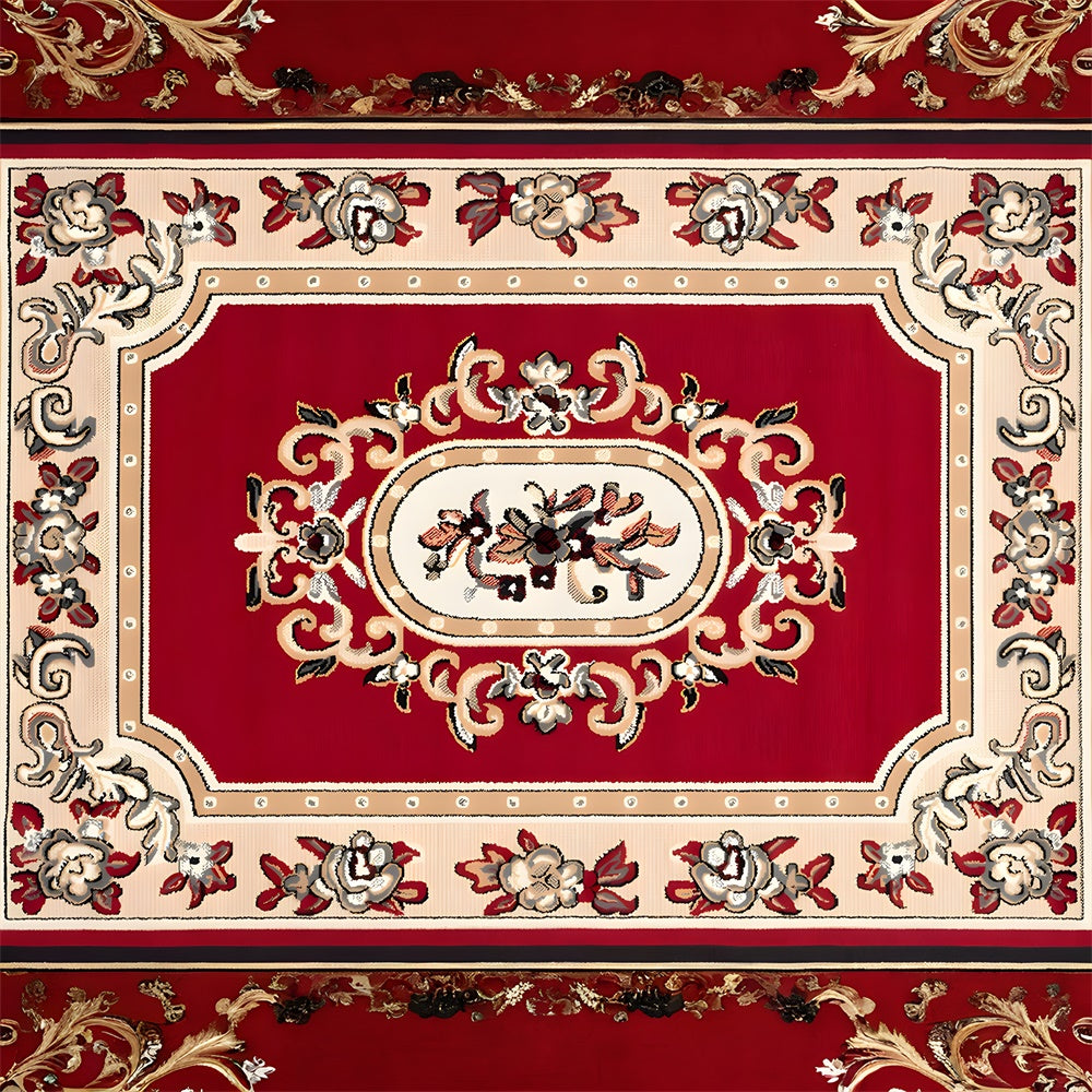 Elegant Red Beige Carpet Floor Backdrop RR8-296