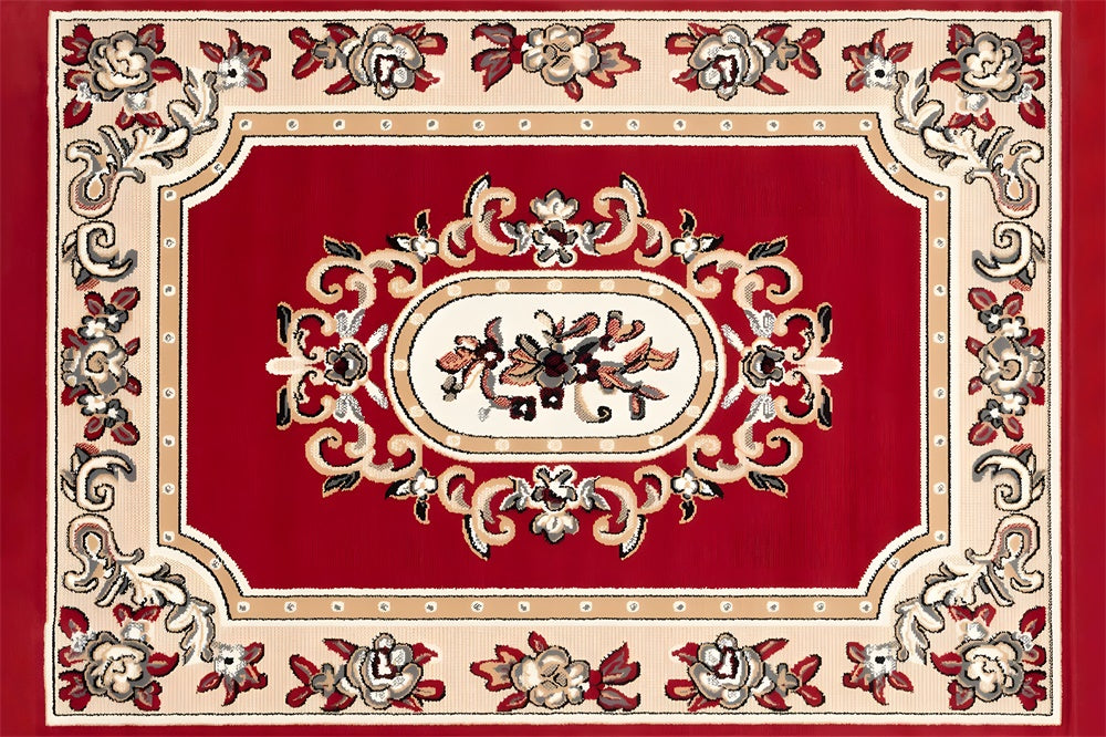 Elegant Red Beige Carpet Floor Backdrop RR8-296