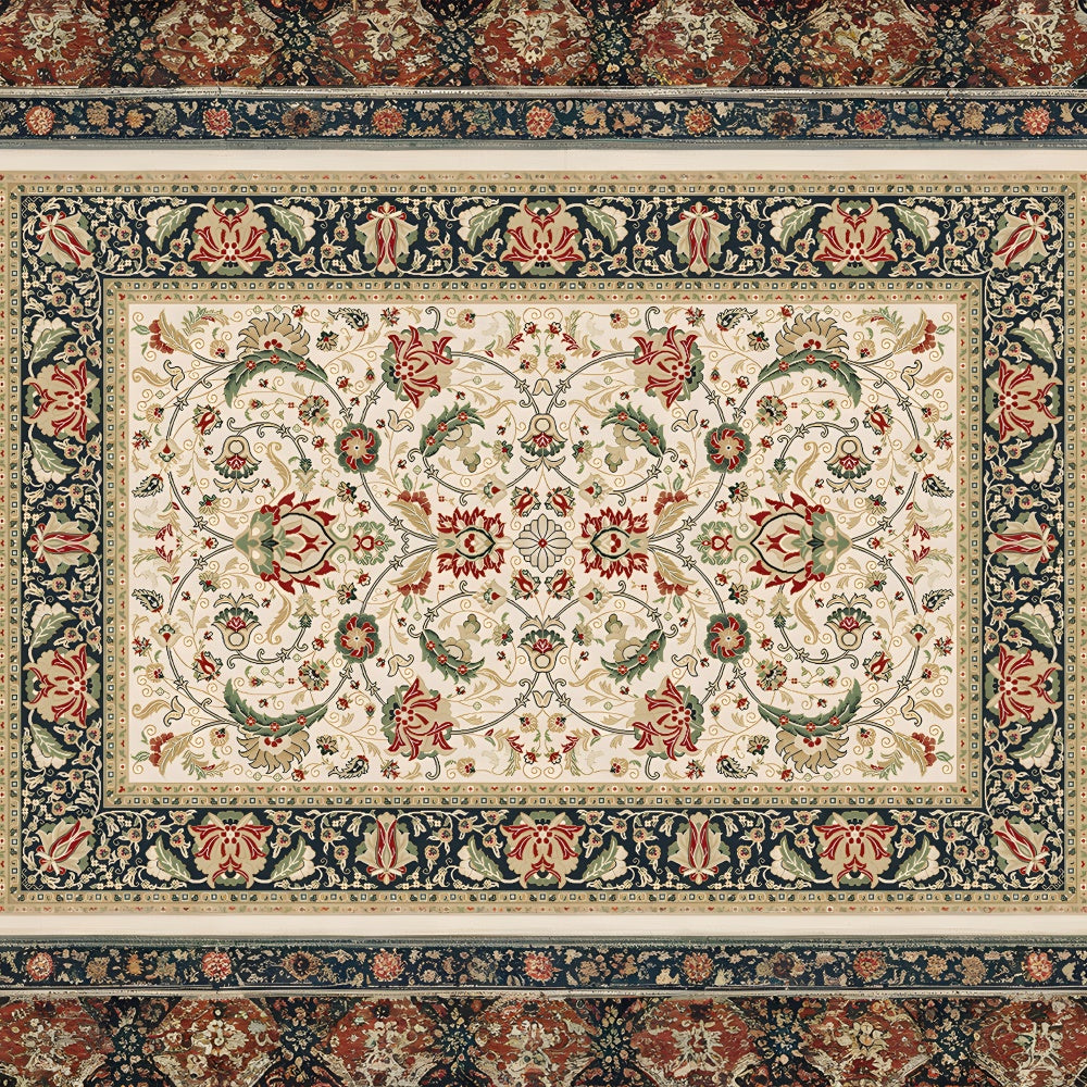 Intricate Floral Patterned Carpet Floor Backdrop RR8-297