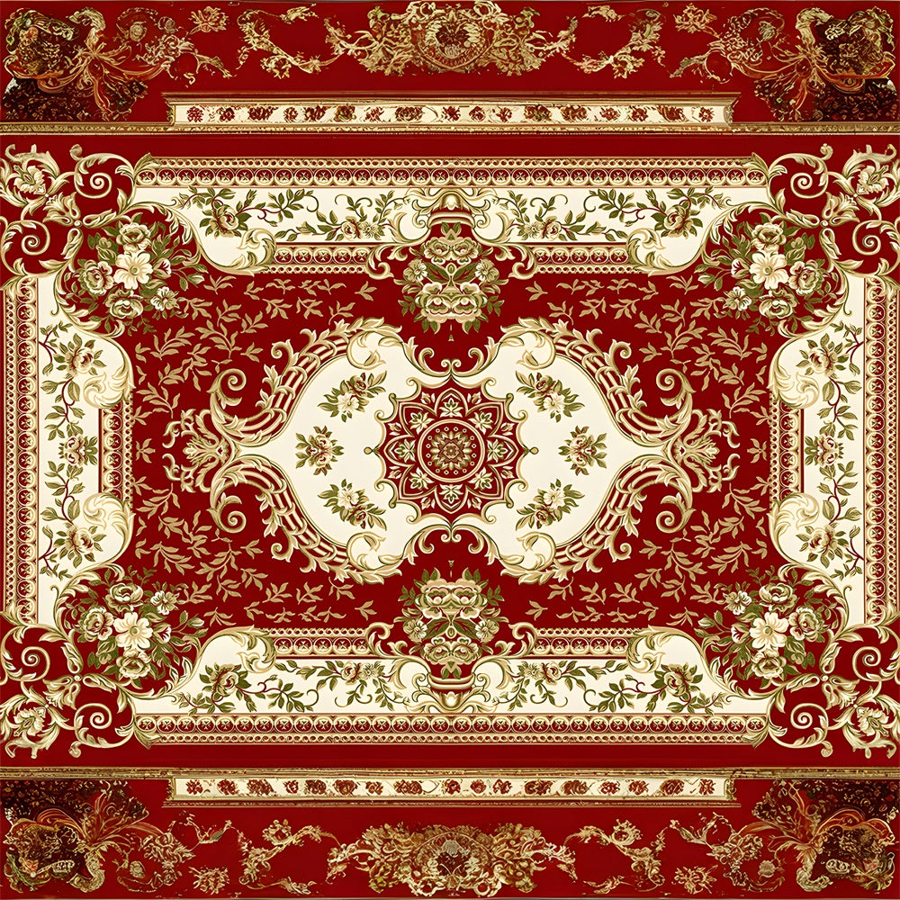 Ornate Red and Gold Carpet Floor Backdrop RR8-298