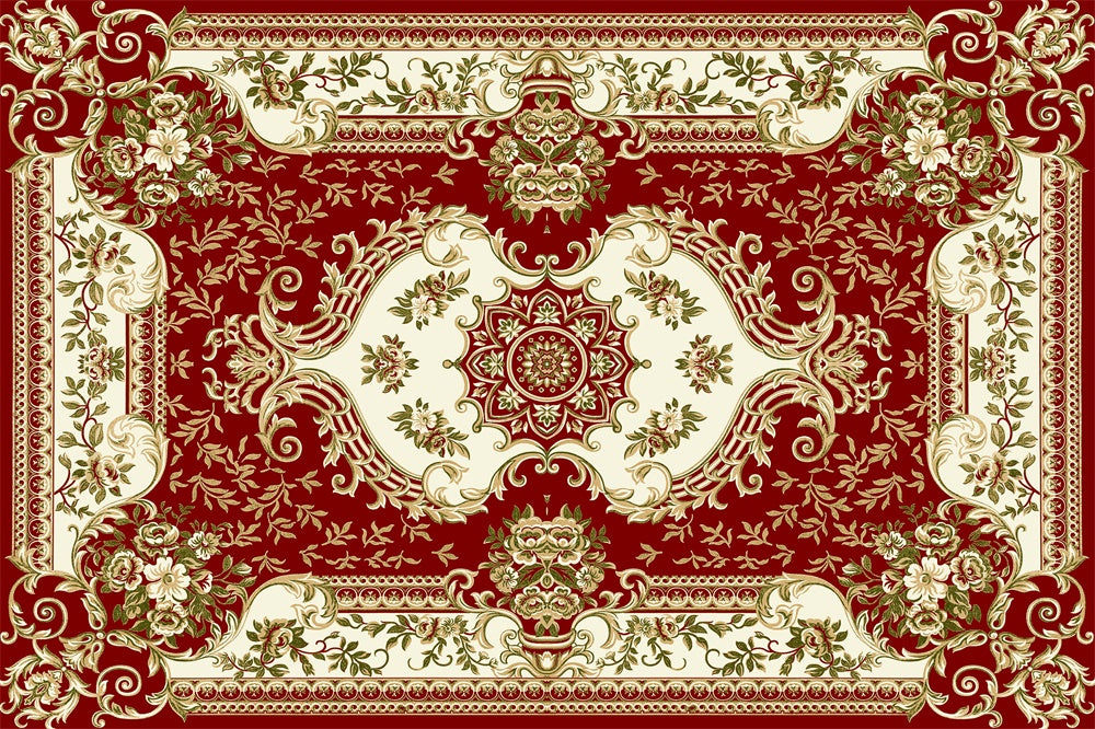 Ornate Red and Gold Carpet Floor Backdrop RR8-298