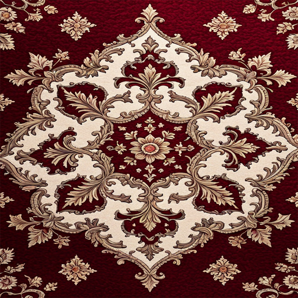 Red and Cream Elegant Carpet Floor Backdrop RR8-302