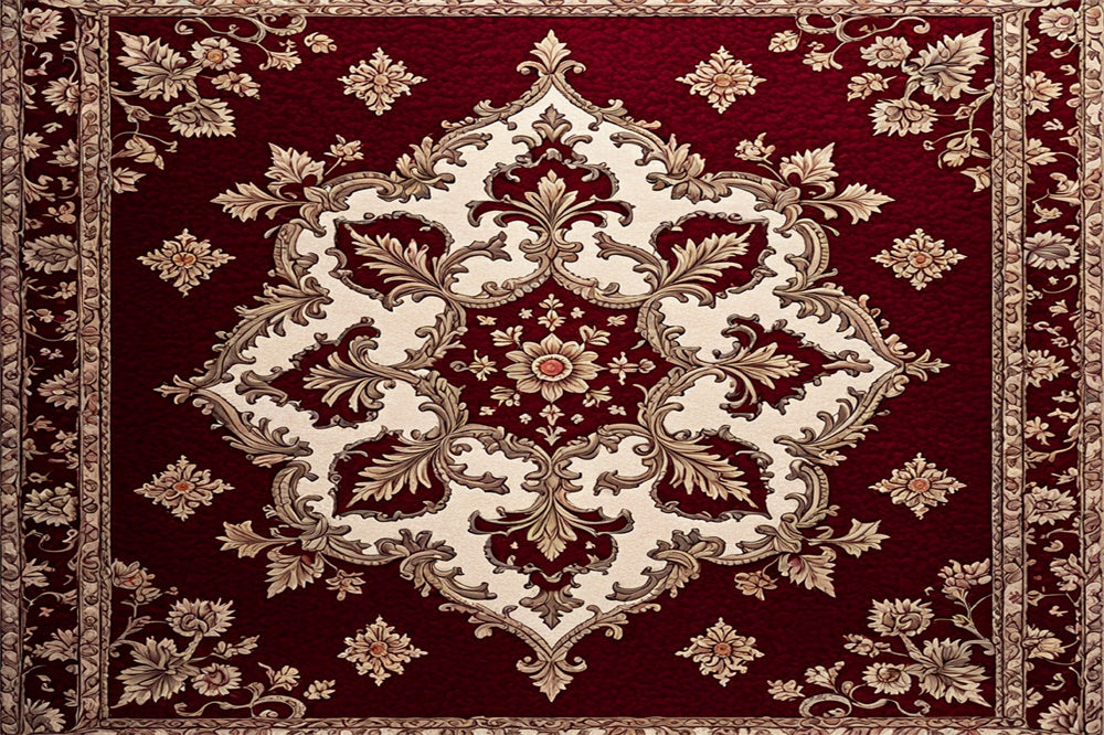 Red and Cream Elegant Carpet Floor Backdrop RR8-302