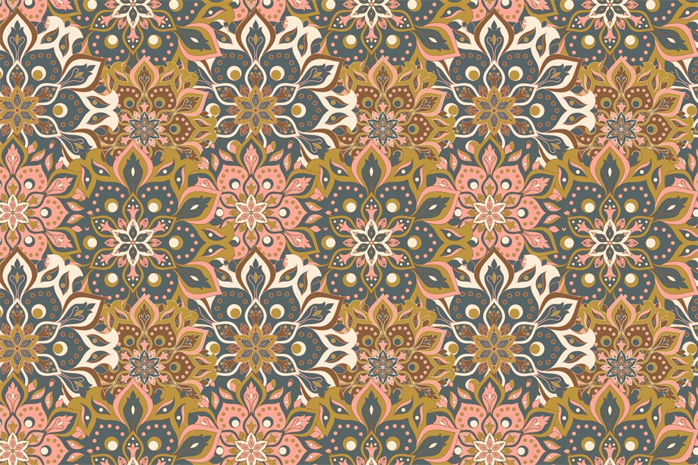 Intricate Geometric Floral Pattern Floor Backdrop RR8-304