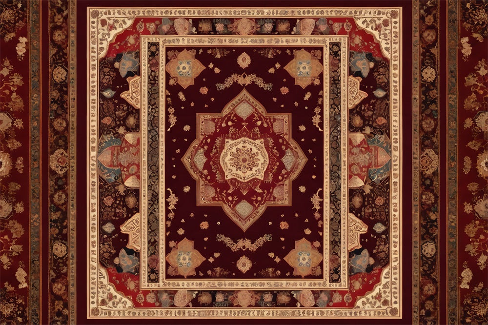 Rich Burgundy and Beige Carpet Floor Backdrop RR8-305