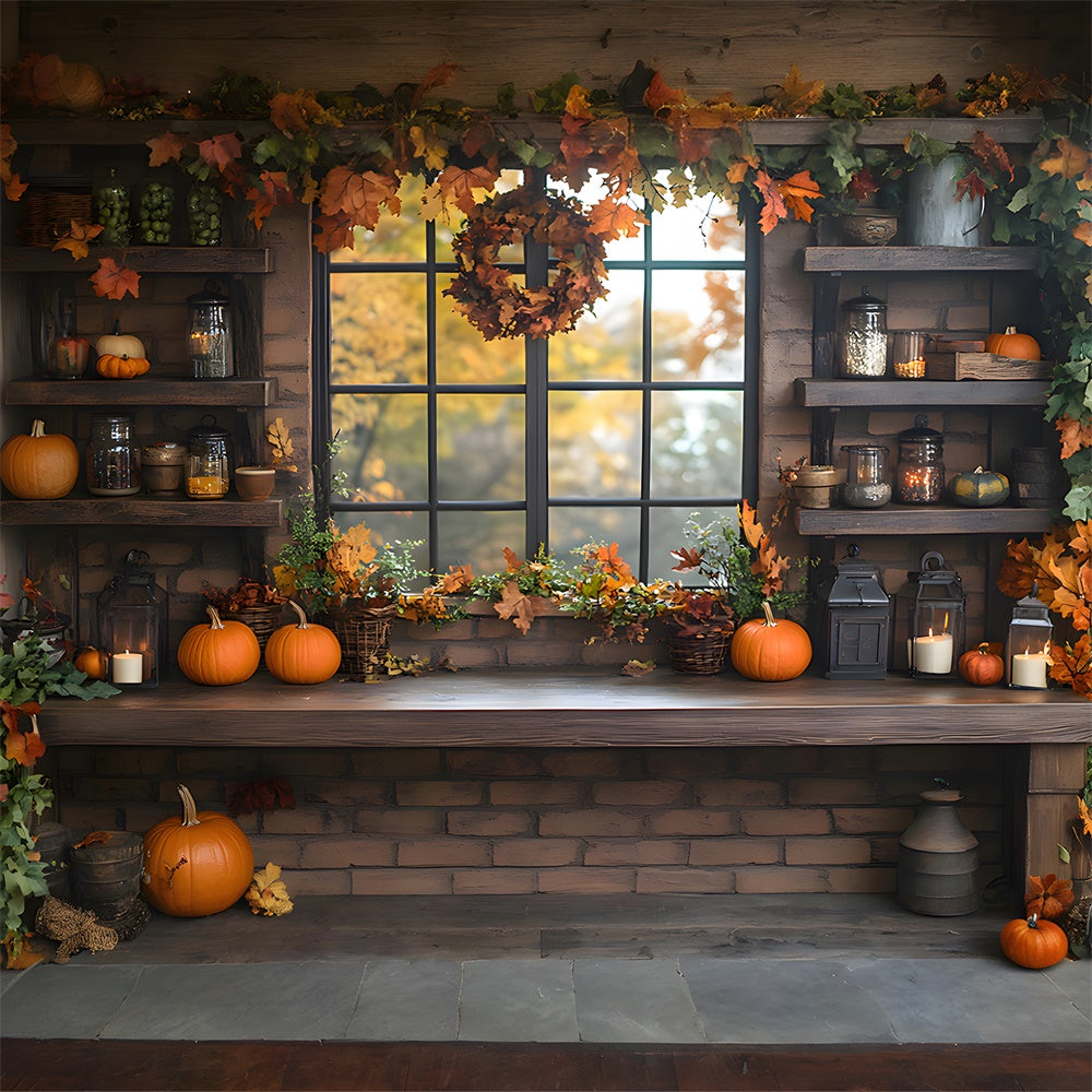 Autumn Window Display Pumpkins Backdrop RR8-306