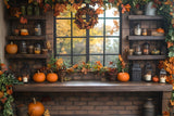 Autumn Window Display Pumpkins Backdrop RR8-306