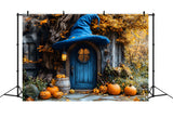 Witch House Autumn Pumpkins Backdrop RR8-307