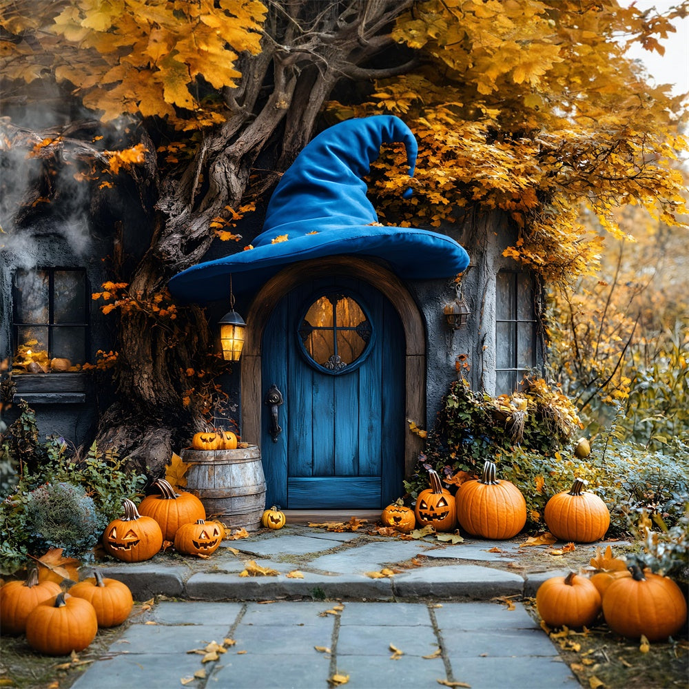 Witch House Autumn Pumpkins Backdrop RR8-307