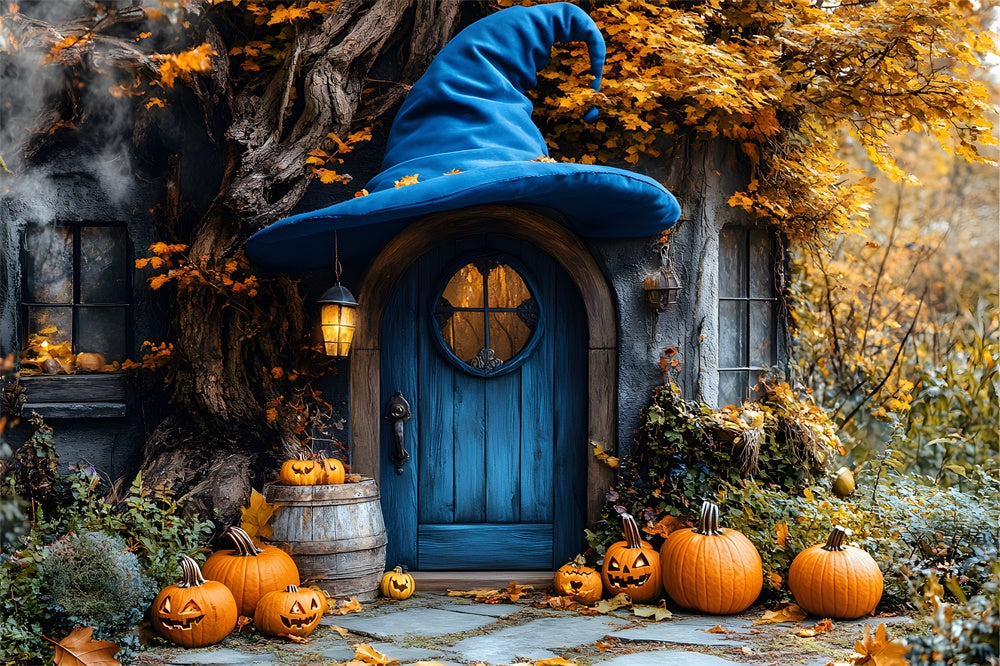 Witch House Autumn Pumpkins Backdrop RR8-307