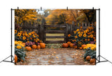 Autumn  Rustic Gate and Pumpkin Backdrop RR8-309