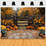 Autumn  Rustic Gate and Pumpkin Backdrop RR8-309