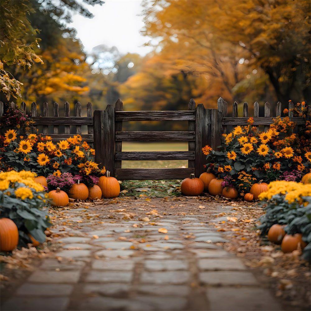 Autumn  Rustic Gate and Pumpkin Backdrop RR8-309