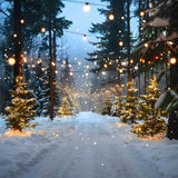 Christmas Snowy Forest String Lights Backdrop RR8-31