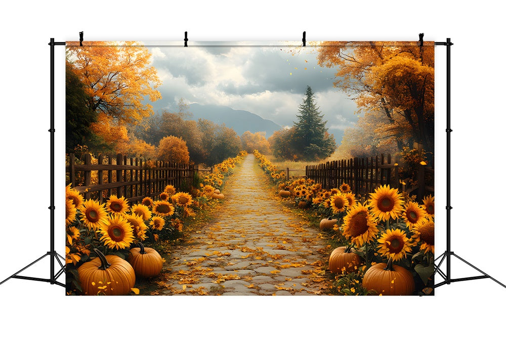 Fall Cottage Sunflowers Surrounded Backdrop RR8-311