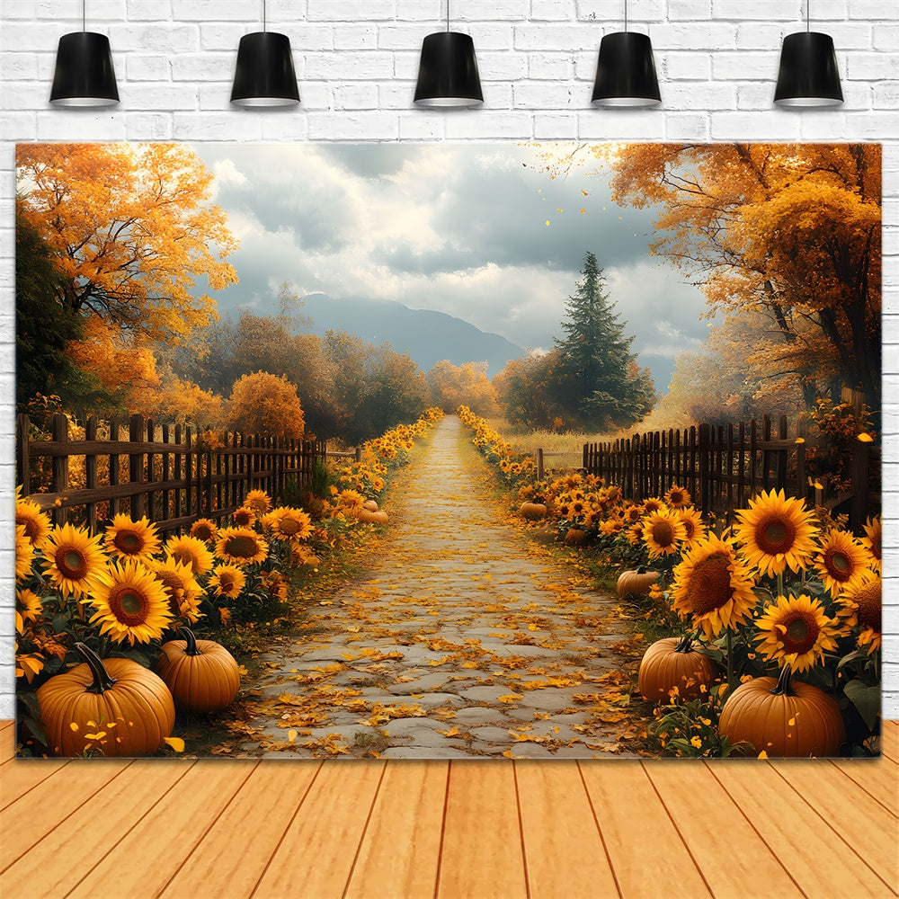 Fall Cottage Sunflowers Surrounded Backdrop RR8-311