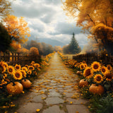 Fall Cottage Sunflowers Surrounded Backdrop RR8-311