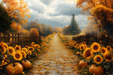 Fall Cottage Sunflowers Surrounded Backdrop RR8-311