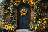 Fall Sunflowers Wreath Adorning Door Backdrop RR8-314