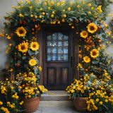 Sunflowers Wreath Decorated Door Fall Backdrop RR8-315