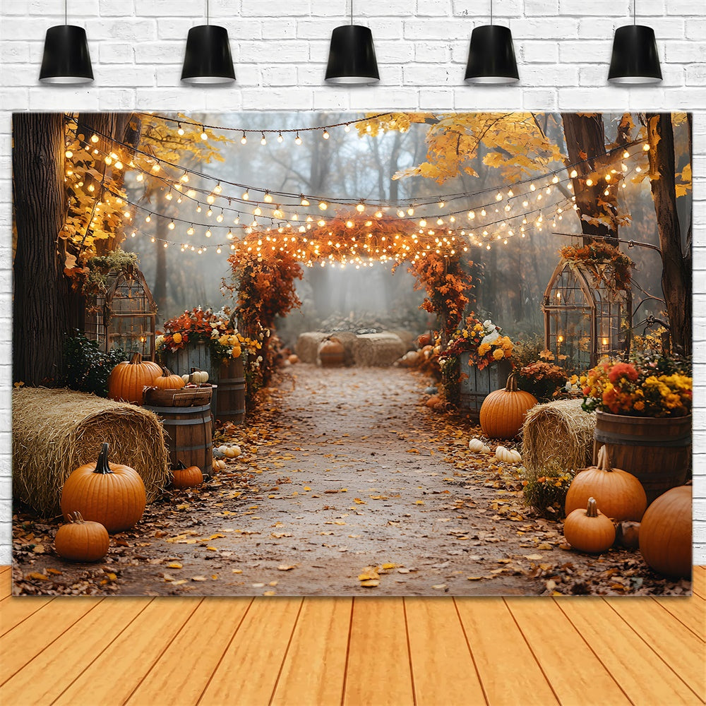 Autumn Pumpkin Glowing String Lights Backdrop RR8-317