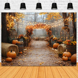 Autumn Pumpkin Glowing String Lights Backdrop RR8-317