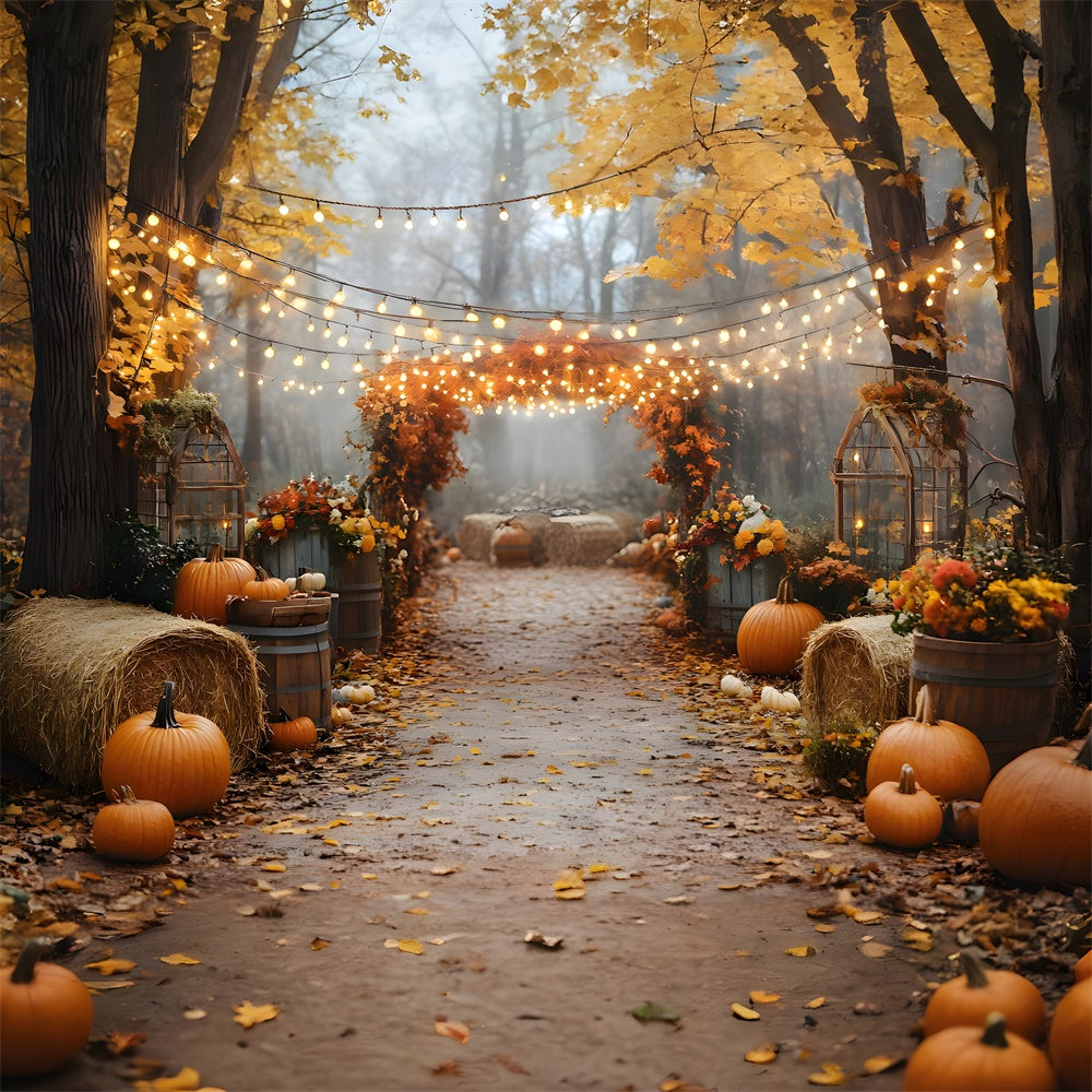 Autumn Pumpkin Glowing String Lights Backdrop RR8-317