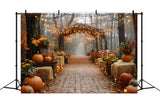 Pumpkins Haystack String Lights  Fall Backdrop RR8-318