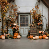 Flowers Pumpkin Rustic Autumn Door Backdrop RR8-324