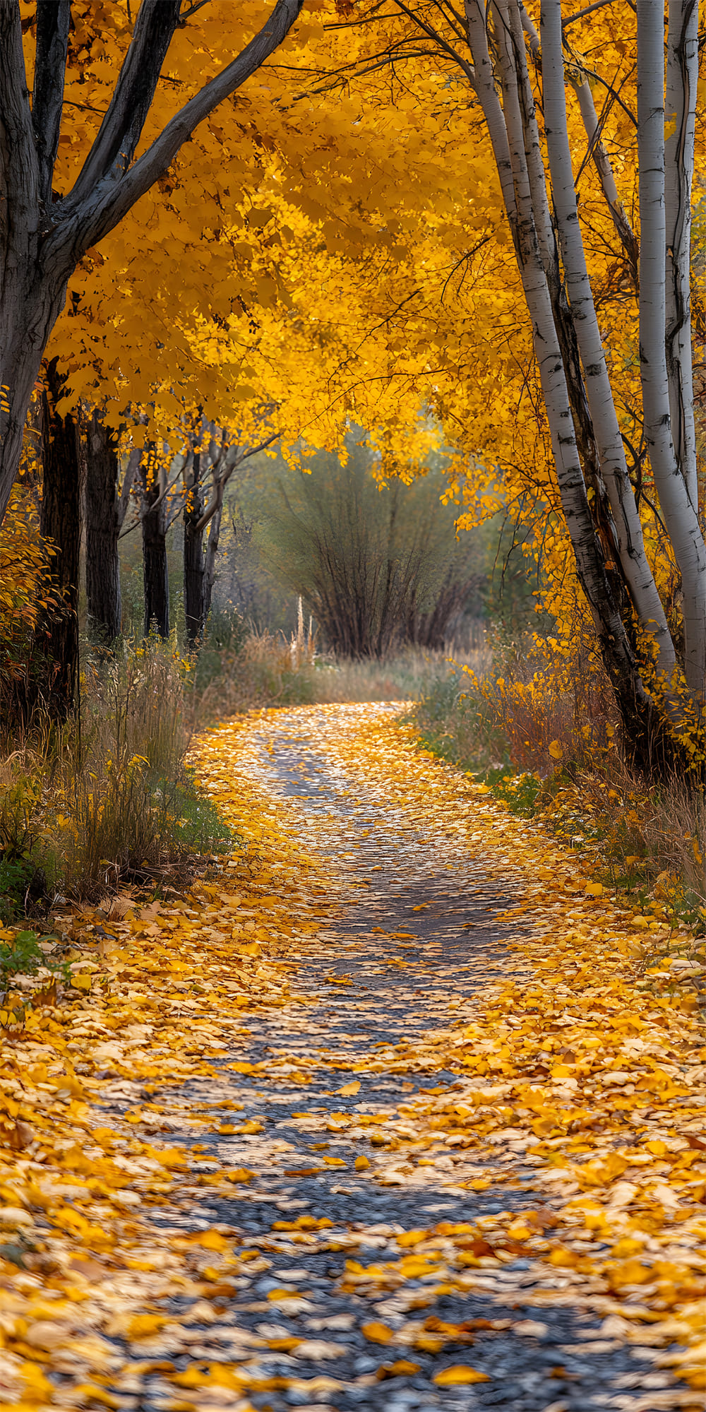 Fall Maple Leaves Path Sweep Photography Backdrop RR8-332