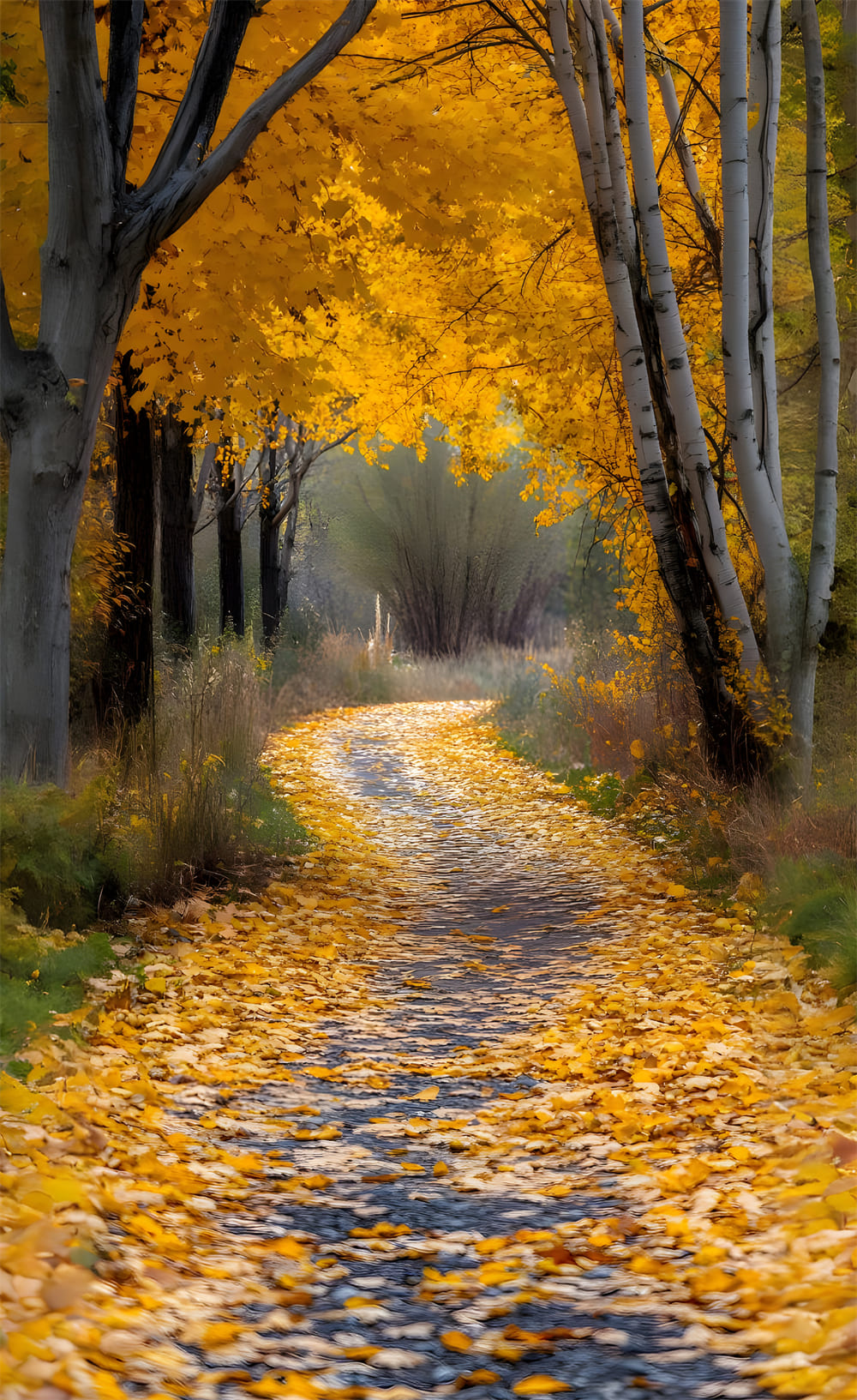 Fall Maple Leaves Path Sweep Photography Backdrop RR8-332