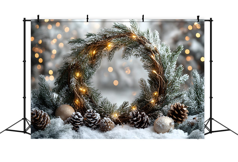 Christmas Tree Wreath Pine Cones Backdrop RR8-336