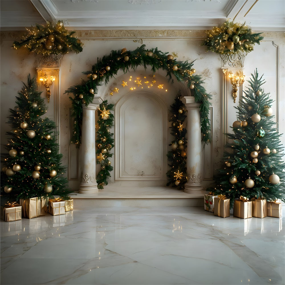 Christmas Wreath Mansion Door Tree Backdrop RR8-337