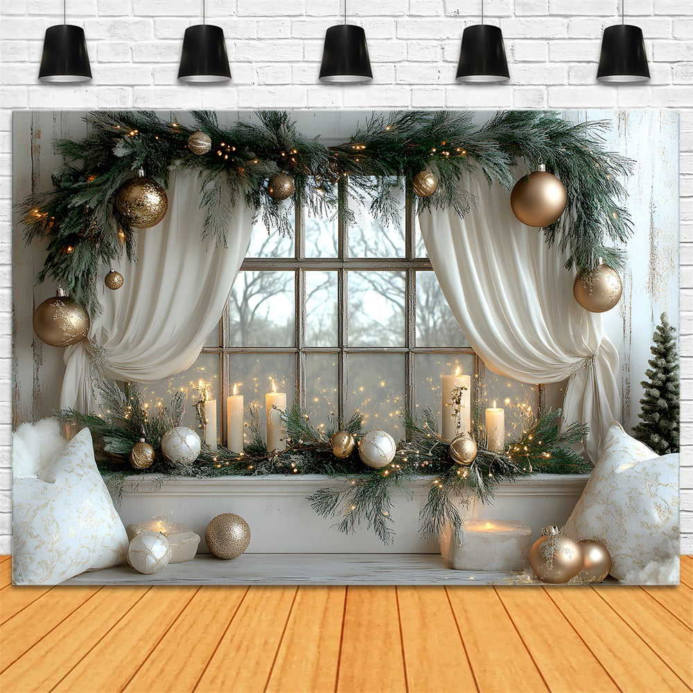 Christmas Wreath Decorated Window Backdrop RR8-340