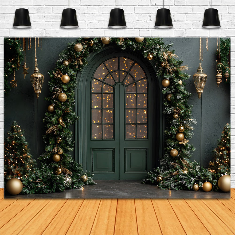 Christmas Tree Green Wall Door Backdrop RR8-345