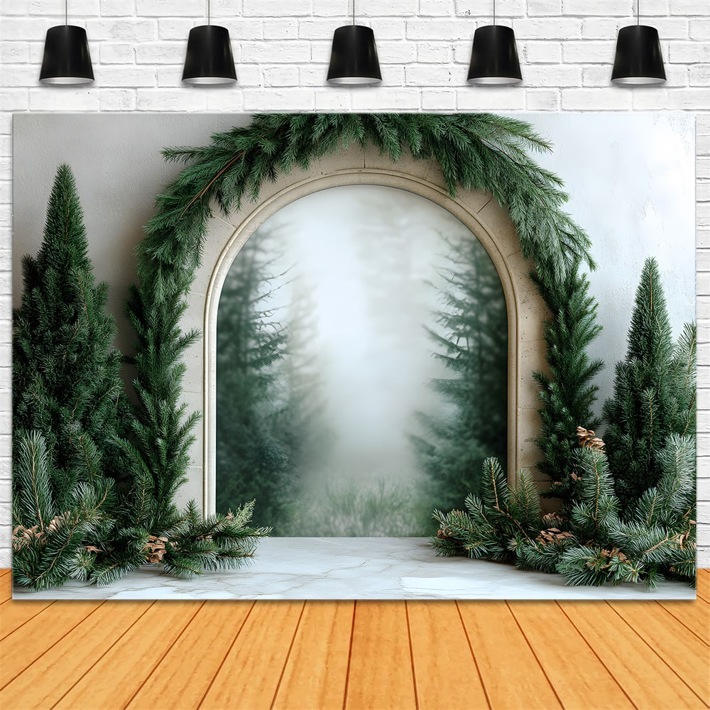 Christmas Fir Tree Garland Photography Backdrop RR8-348