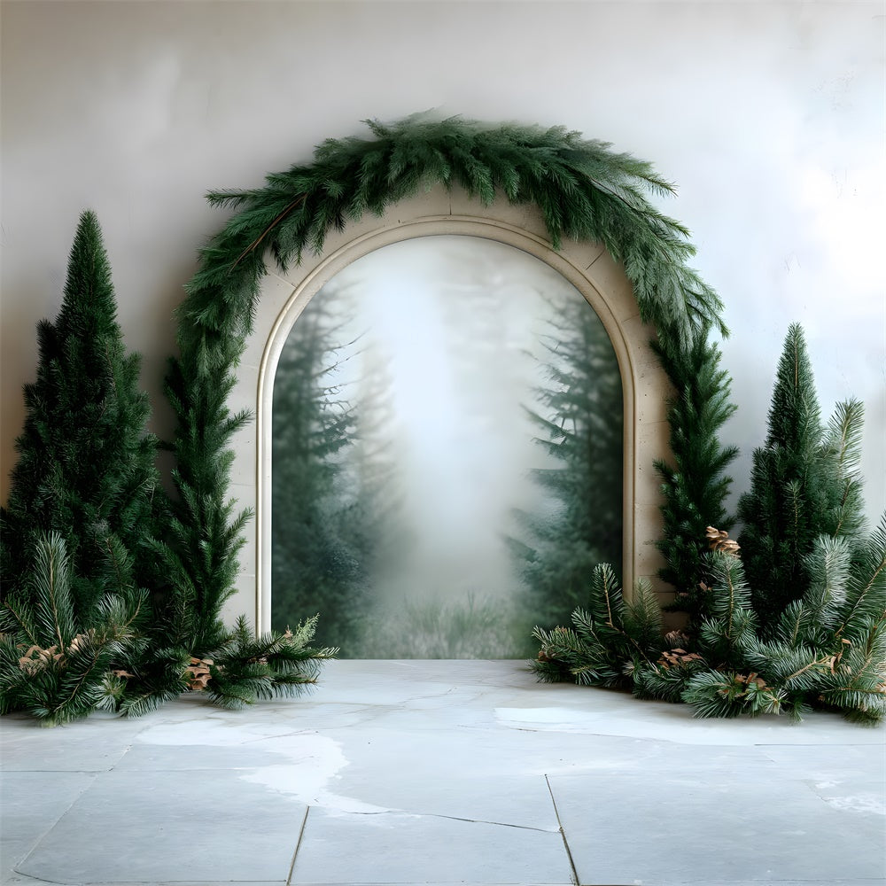 Christmas Fir Tree Garland Photography Backdrop RR8-348