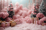 Christmas Pink Christmas Tress Gift Boxes Backdrop RR8-349