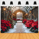 Christmas Poinsettia Glowing Garland Backdrop RR8-355