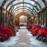 Christmas Poinsettia Glowing Garland Backdrop RR8-355