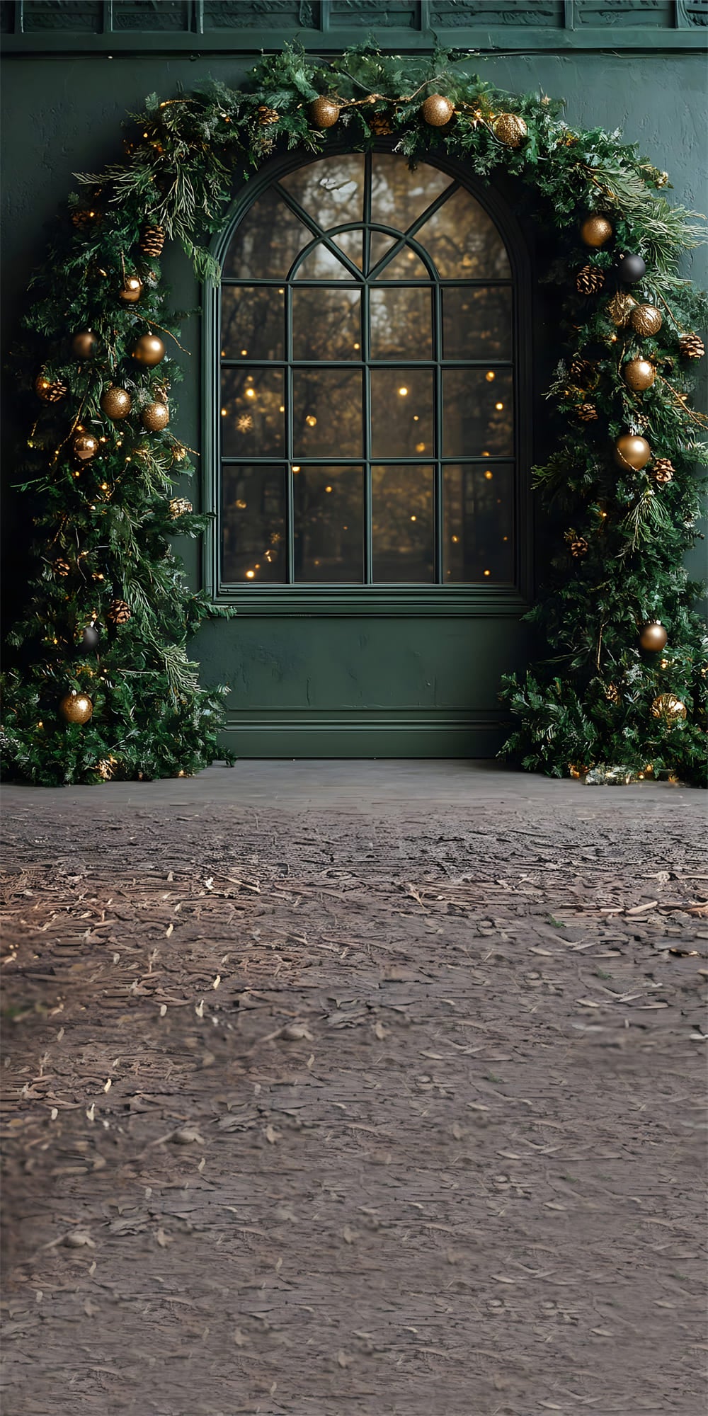 Christmas Window Sweep Garland Green Wall Backdrop RR8-357