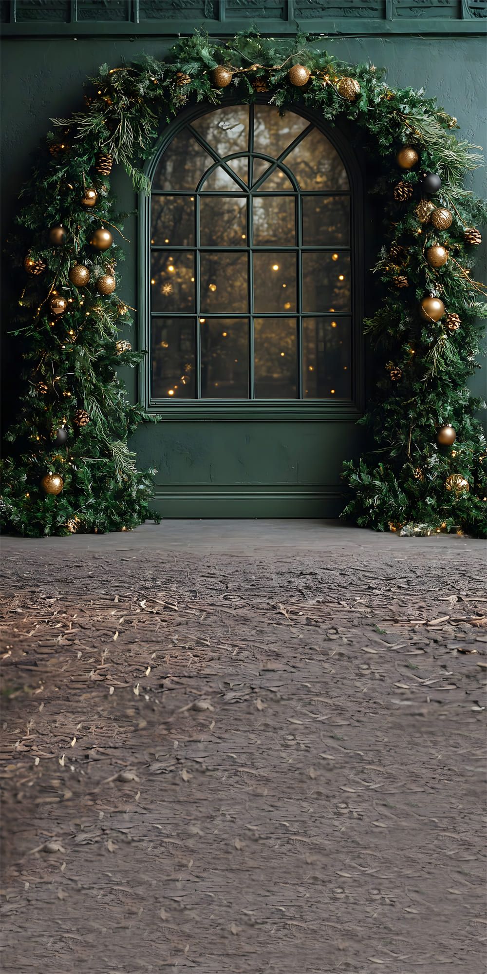 Christmas Window Sweep Garland Green Wall Backdrop RR8-357