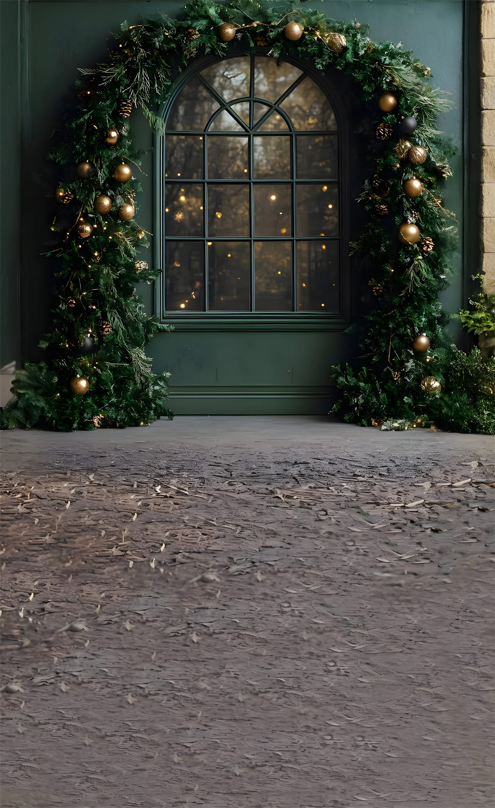 Christmas Window Sweep Garland Green Wall Backdrop RR8-357