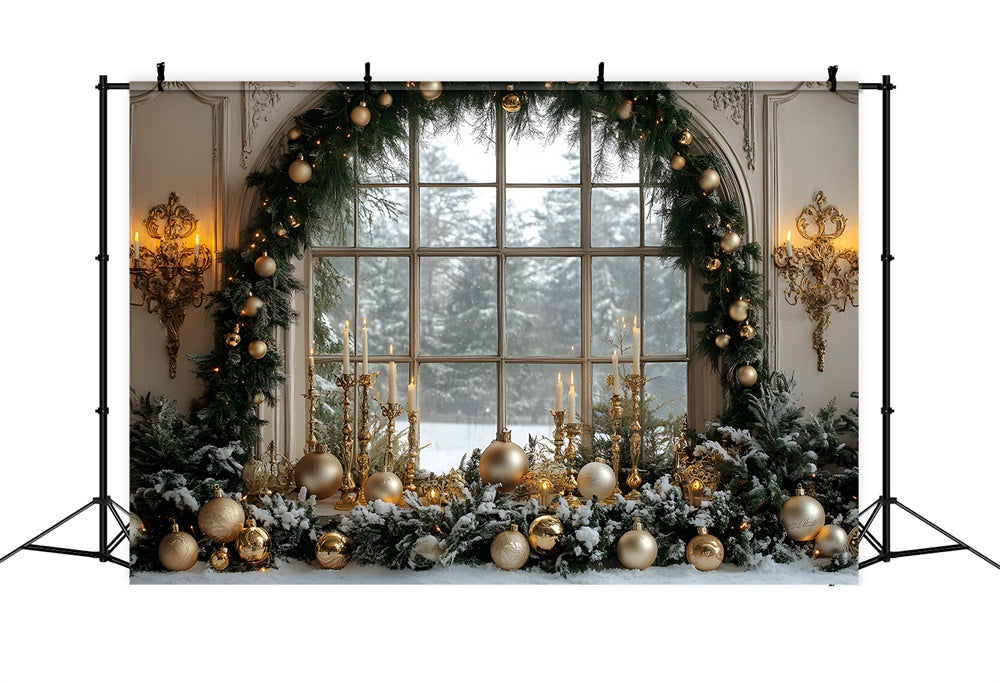 Christmas Garland Decorated Window Backdrop RR8-36