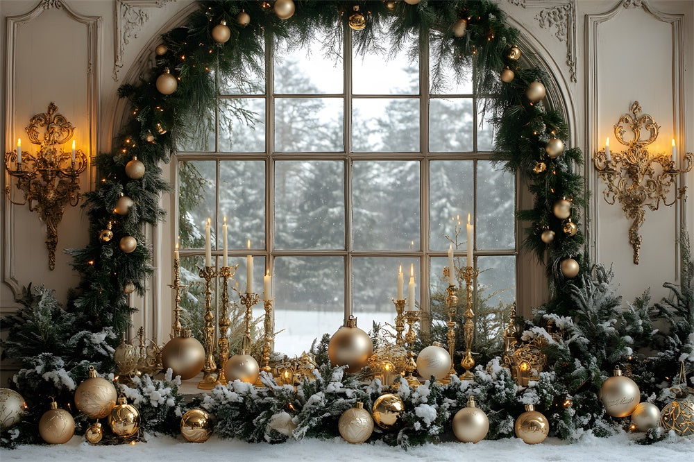 Christmas Garland Decorated Window Backdrop RR8-36