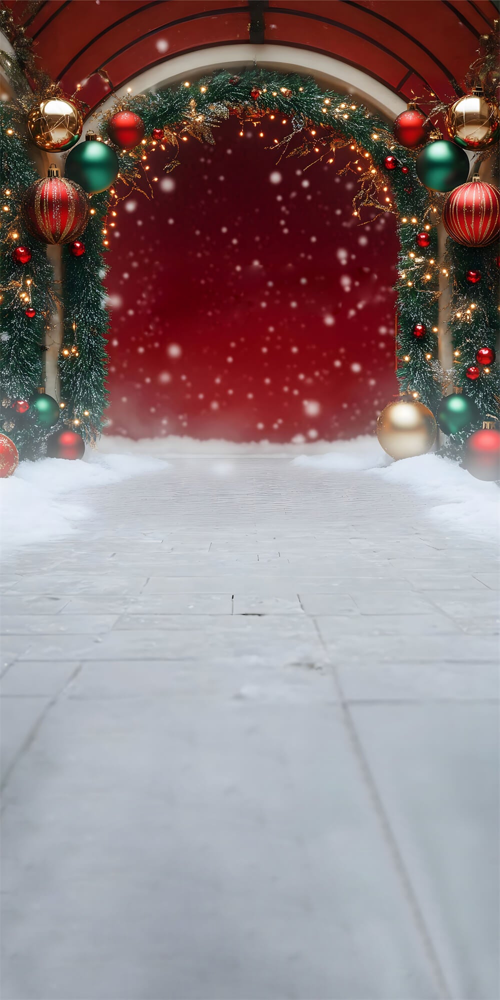 Christmas Snow Floor Sweep Red Wall Decors Backdrop RR8-367