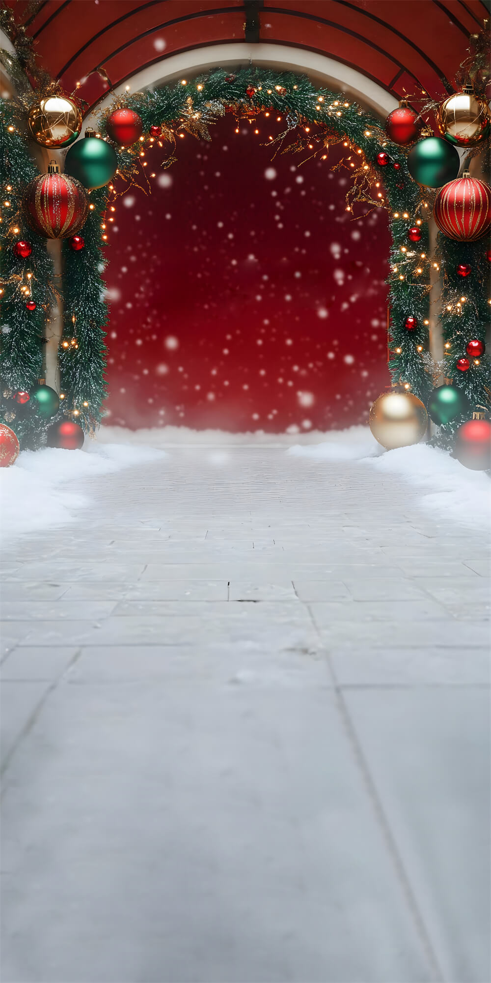 Christmas Snow Floor Sweep Red Wall Decors Backdrop RR8-367