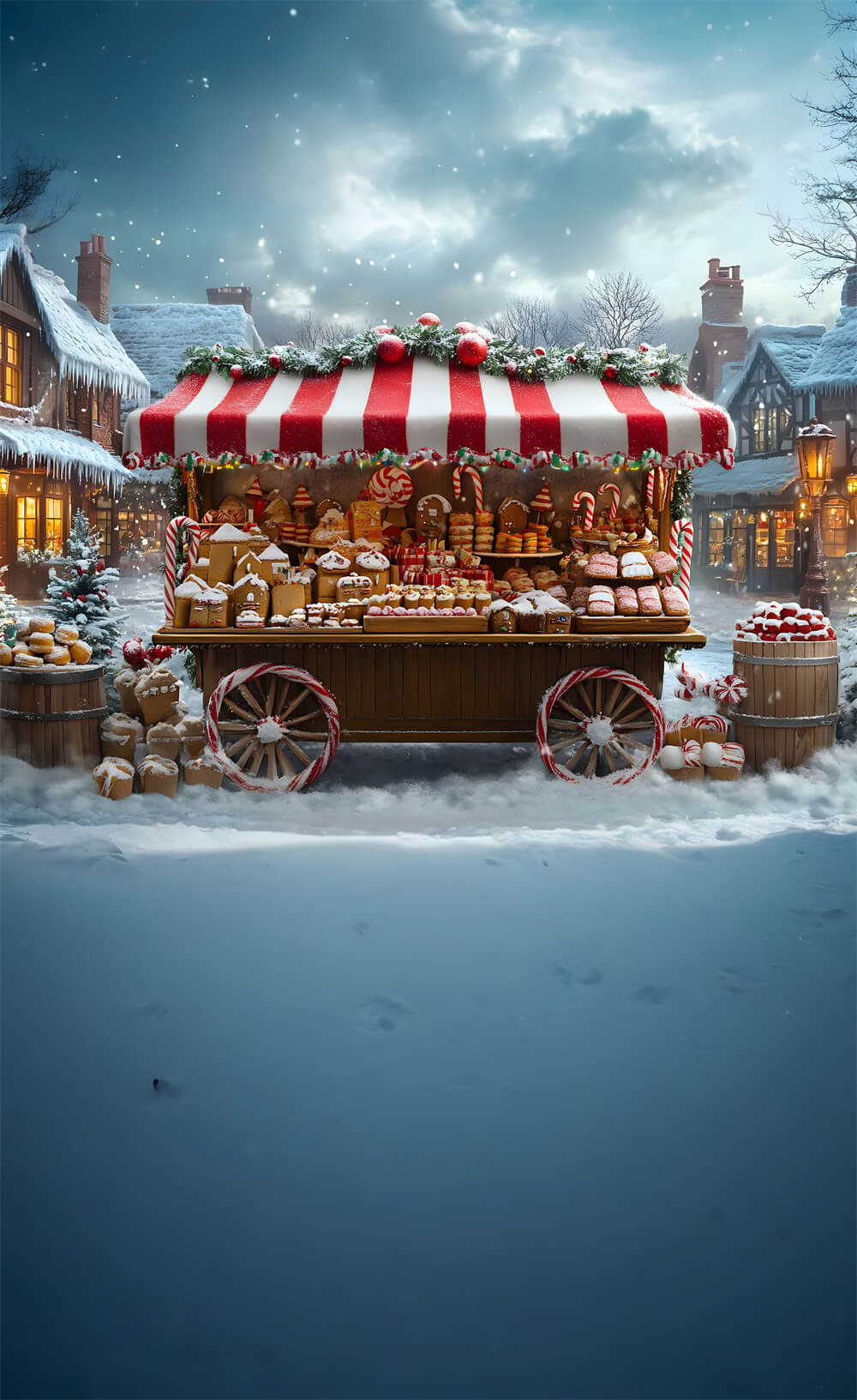 Christmas Snow Sweep Dessert Cart Snowflake Backdrop RR8-370