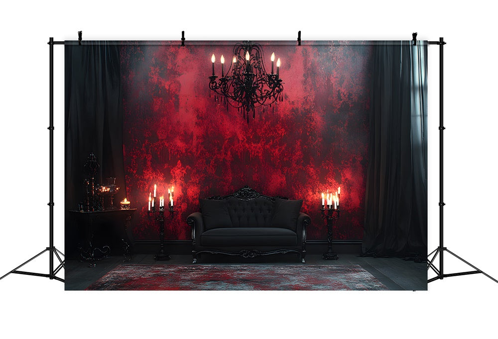 Halloween Gothic Black Red Wall Candles Backdrop RR8-371